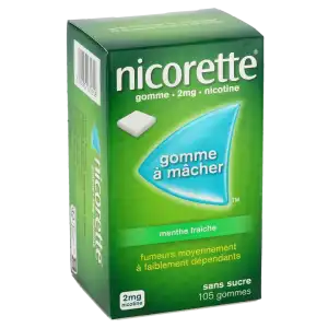 Nicorette Menthe Fraiche 2 Mg Sans Sucre, Gomme à Mâcher Médicamenteuse édulcorée Au Xylitol Et à L'acésulfame Potassique à St Jean de Braye