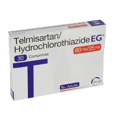 Telmisartan/hydrochlorothiazide Eg 80 Mg/25 Mg, Comprimé à CUISERY