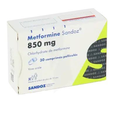 Metformine Sandoz 850 Mg, Comprimé Pelliculé à GRENOBLE