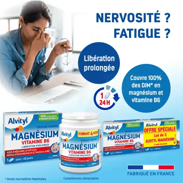 Alvityl Magnésium Vitamine B6 Libération Prolongée Comprimés Lp 2b/45