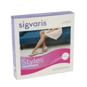 Sigvaris Styles Transparent Bas Auto-fixants  Femme Classe 2 Beige 130 Small Normal