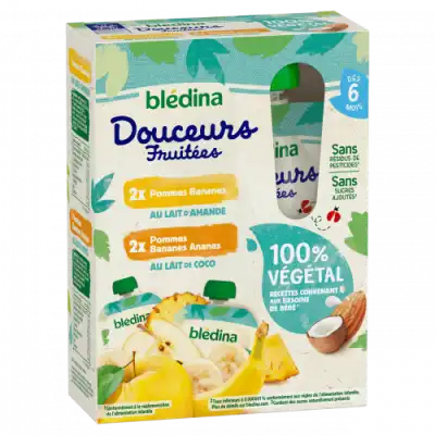 Blédina Douceurs Fruitées 100% Végétal 4 Gourdes/90g à QUETIGNY