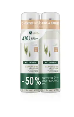 Klorane Lait D'avoine Shampooing Sec Cheveux Bruns 2 X 150ml à VILLERS-LE-LAC