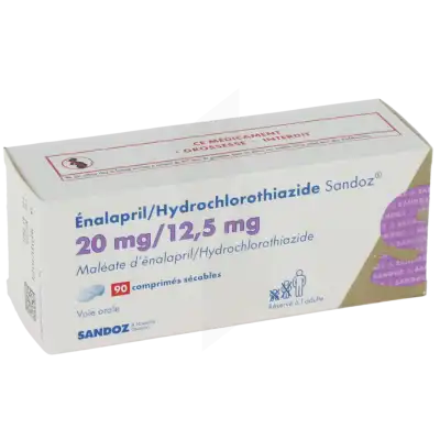 ENALAPRIL/HYDROCHLOROTHIAZIDE SANDOZ 20 mg/12,5 mg, comprimé sécable