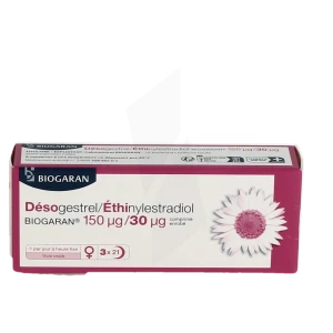 Desogestrel/ethinylestradiol Biogaran 150 Microgrammes/30 Microgrammes, Comprimé Enrobé