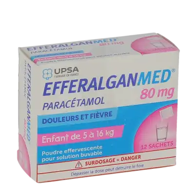 EFFERALGANMED 80 mg, poudre effervescente pour solution buvable en sachet