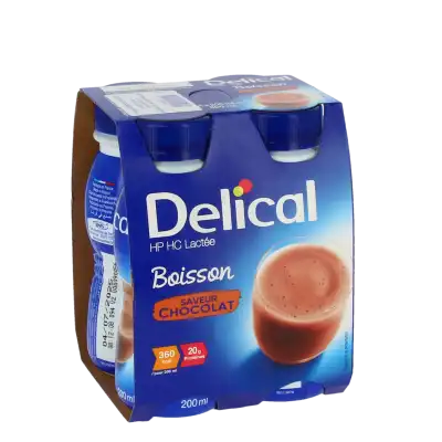 Delical Boisson Hp Hc Lactée Nutriment Chocolat 4 Bouteilles/200ml à Montbéliard