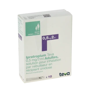Ipratropium Teva 0,5 Mg/2 Ml Adultes, Solution Pour Inhalation Par Nébuliseur En Récipient Unidose