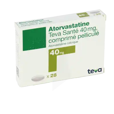Atorvastatine Teva Sante 40 Mg, Comprimé Pelliculé à Paris