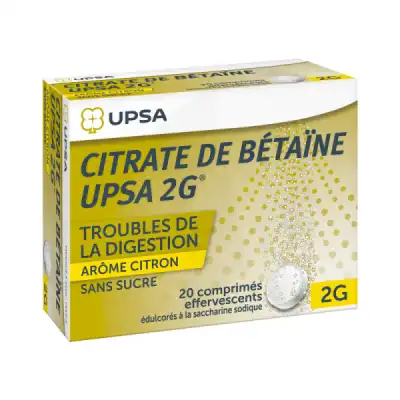 Citrate De Betaïne Upsa 2 G Comprimés Effervescents Sans Sucre Citron 2t/10 à Eysines