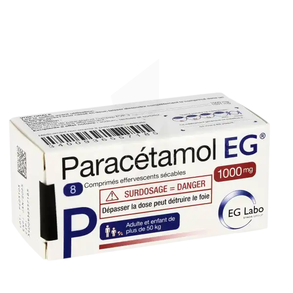 Paracetamol Eg 1000 Mg, Comprimé Effervescent Sécable