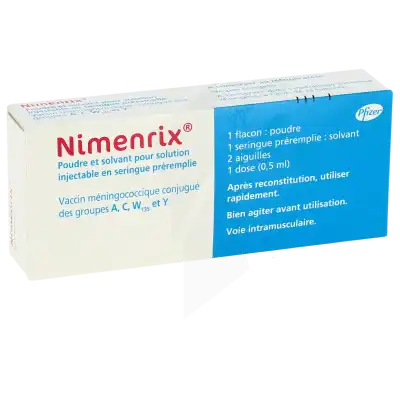 Nimenrix, Poudre Et Solvant Pour Solution Injectable. Vaccin Méningococcique Conjugué Des Groupes A, C, W135 Et Y à Bassens