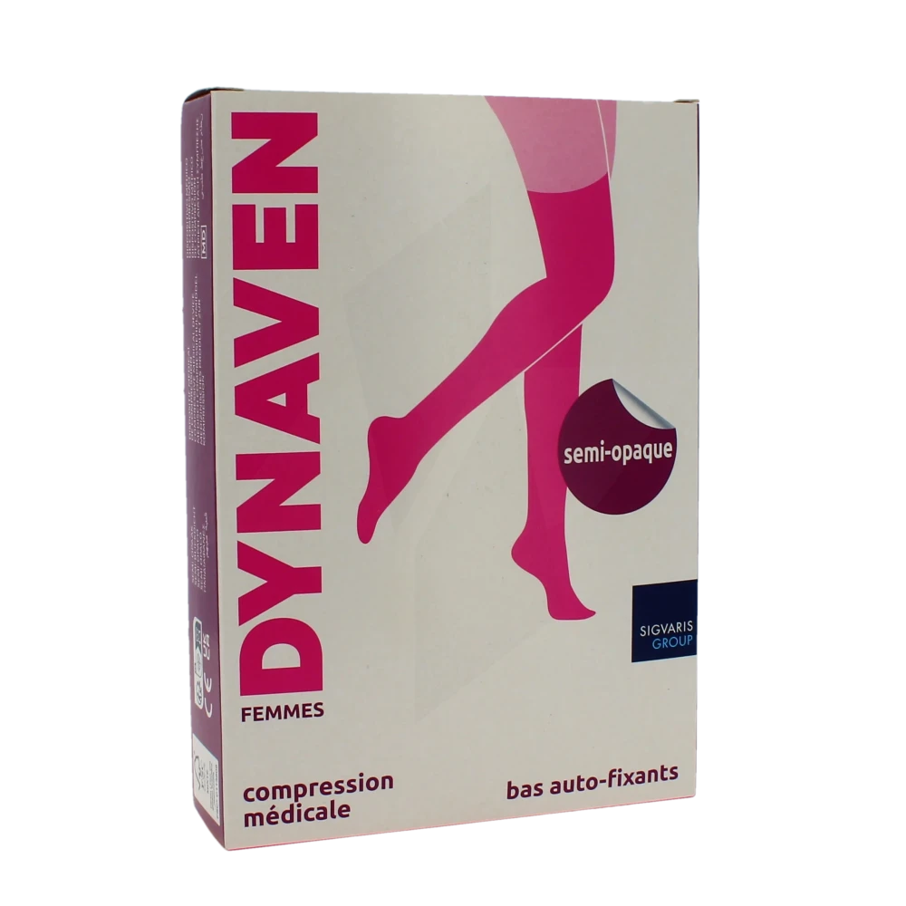 Sigvaris Dynaven Semi-opaque Bas Auto-fixants Classe 2 Femme Noir Long L