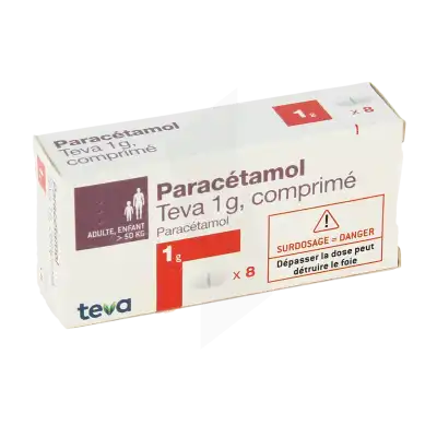 Paracetamol Teva 1 G, Comprimé à QUINCY-SOUS-SÉNART