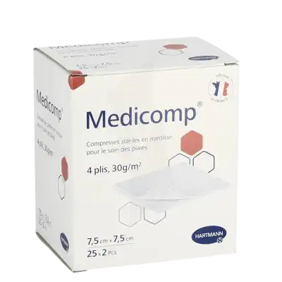 Medicomp® Compresses En Nontissé 7,5 X 7,5 Cm - Pochette De 2 - Boîte De 25 à Fargues-  Saint Hilaire