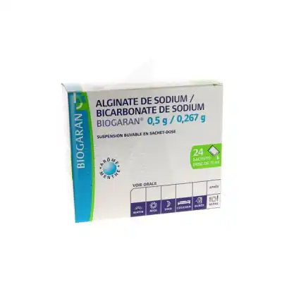 ALGINATE DE SODIUM/BICARBONATE DE SODIUM BIOGARAN 0,5 g/0,267 g, suspension buvable en sachet-dose