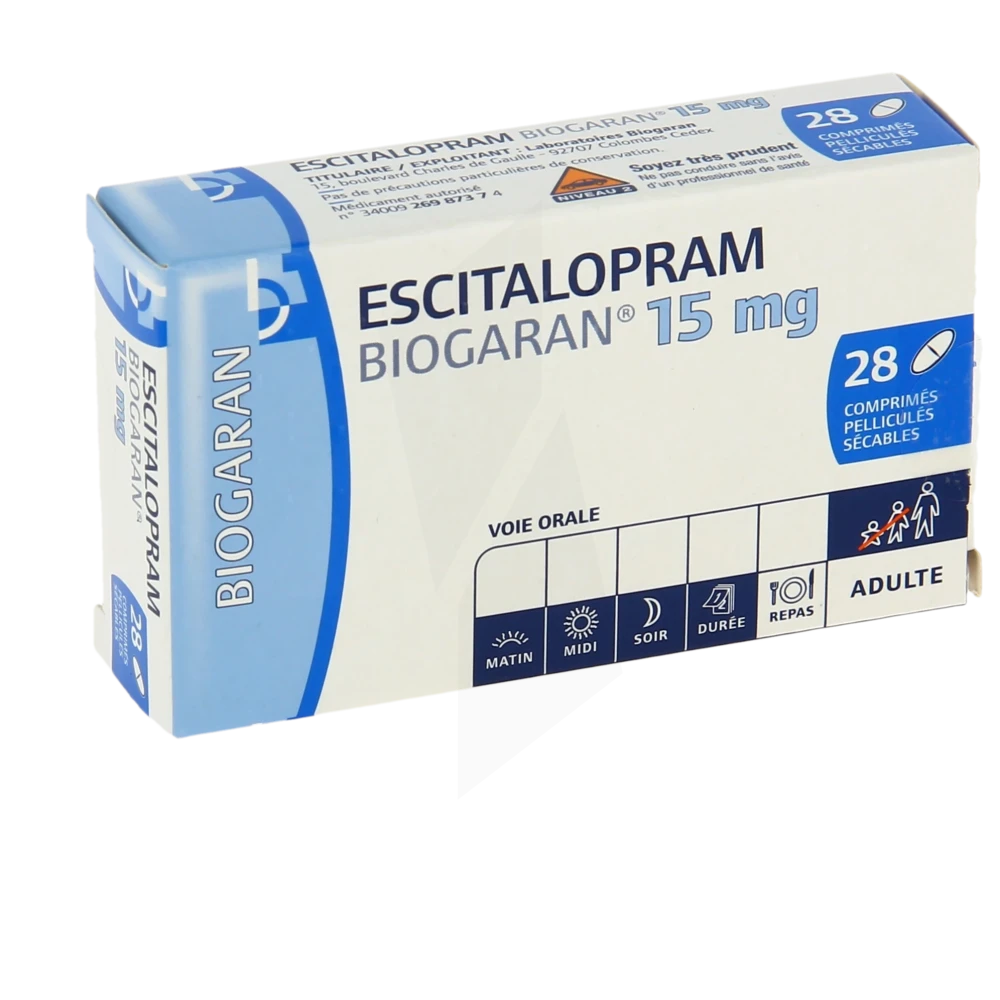 Escitalopram Biogaran 15 Mg, Comprimé Pelliculé Sécable