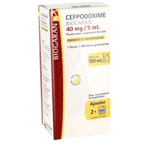 Cefpodoxime Biogaran Enfants Et Nourrissons 40 Mg/5 Ml, Poudre Pour Suspension Buvable