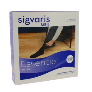 Sigvaris Essentiel Instinct Coton Bas Auto-fixants Classe 2 Homme Noir Long L