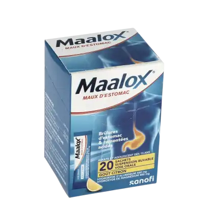 Maalox Maux D'estomac Hydroxyde D'aluminium/hydroxyde De Magnesium 460 Mg/400 Mg, Suspension Buvable En Sachet à Ris-Orangis
