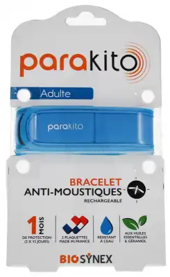 Parakito Color Bracelet Rechargeable Anti-moustique Adulte Bleu B/2 à Auterive