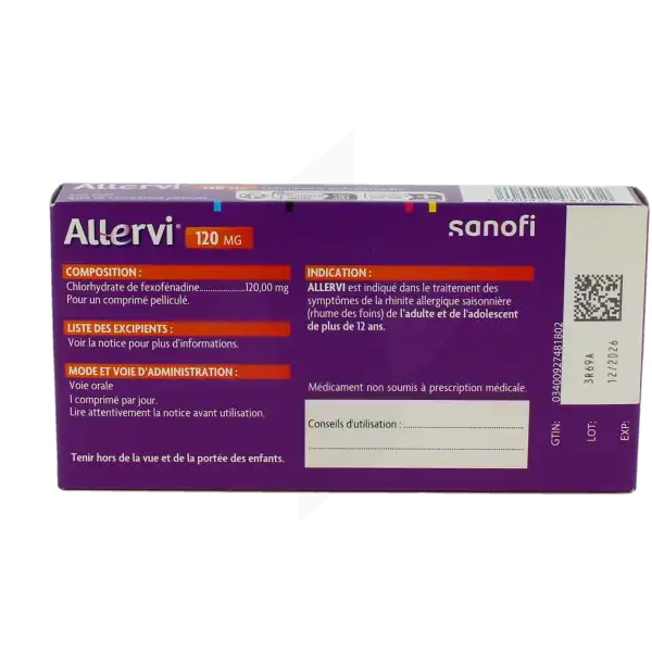 Allervi 120 Mg, Comprimé Pelliculé