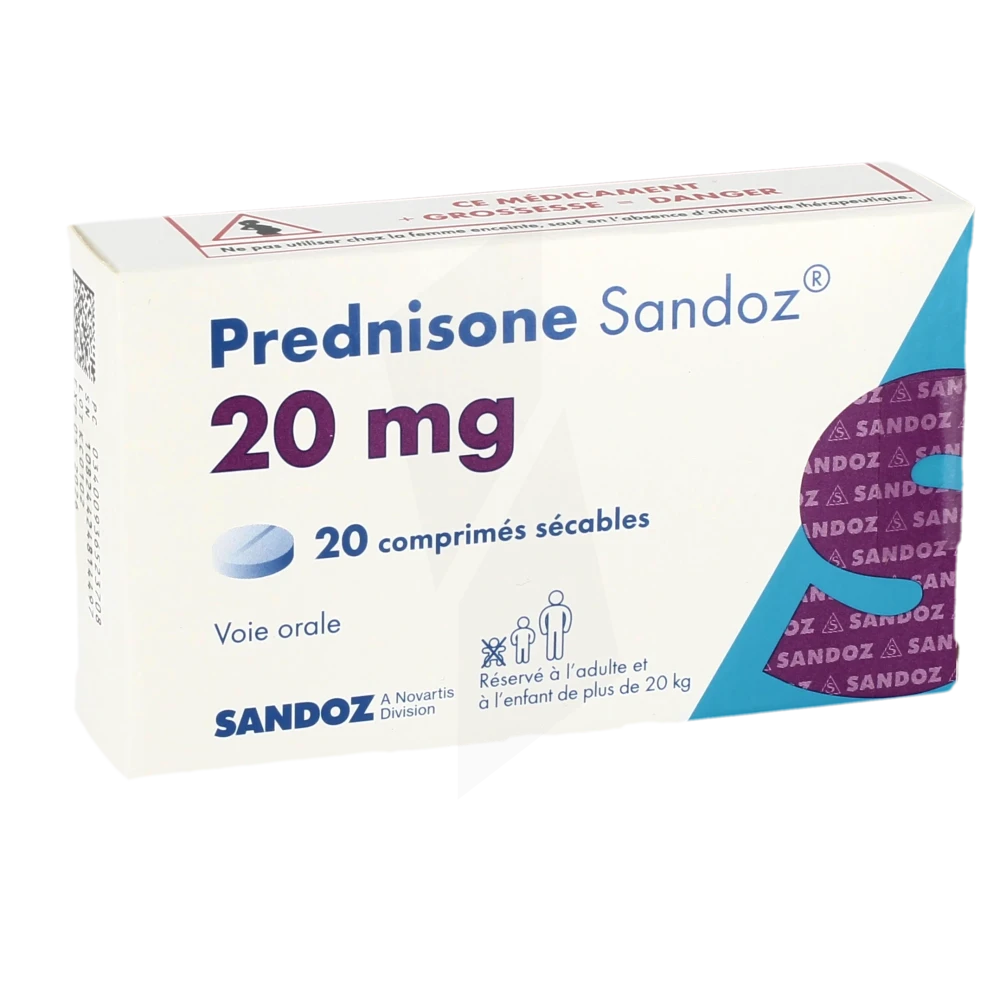 Prednisone Sandoz 20 Mg, Comprimé Sécable