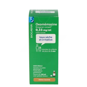 Oxomemazine Biogaran Conseil 0,33 Mg/ml Sans Sucre, Solution Buvable édulcorée à L'acésulfame Potassique