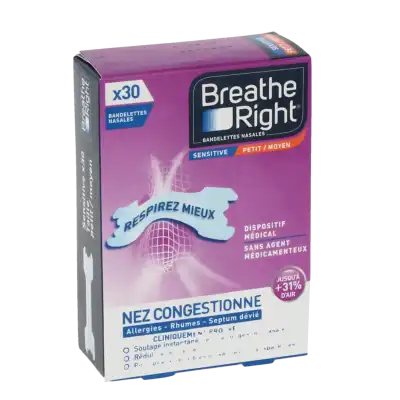 Breathe Right Bandelettes Nasales Sensitive B/30 à Angers
