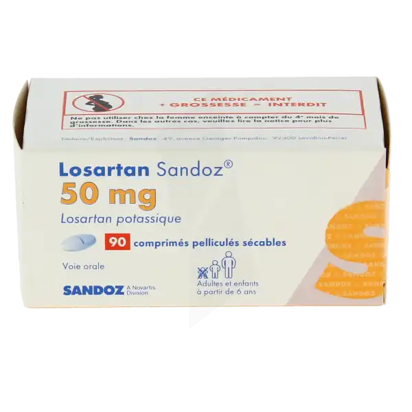 Losartan Sandoz 50 Mg, Comprimé Pelliculé Sécable