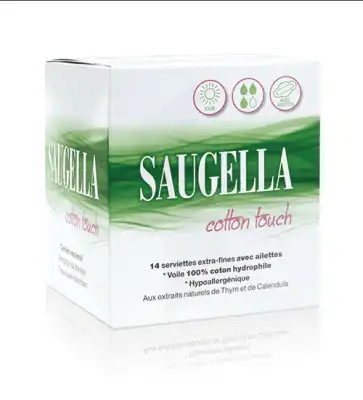 Saugella Cotton Touch Serviette Périodique Avec Ailettes Jour B/14 à COLLONGES-SOUS-SALEVE