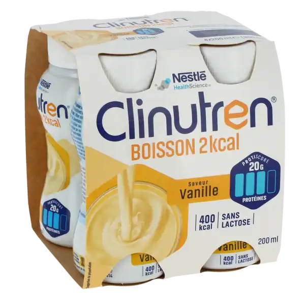 Clinutren Boisson 2 Kcal Nutriment Vanille 4 Bouteilles/200ml