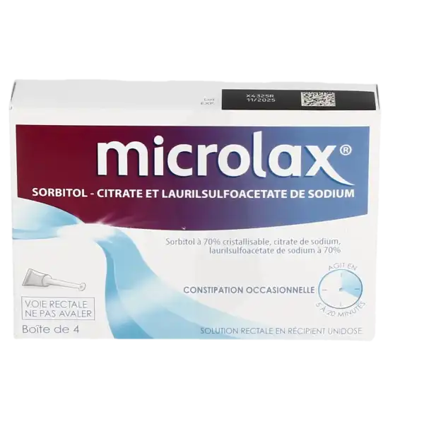 Microlax Sorbitol Citrate Et Laurilsulfoacetate De Sodium, Solution Rectale En Récipient Unidose