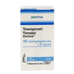 Travoprost/timolol Zentiva 40 Microgrammes/ml + 5 Mg/ml, Collyre En Solution