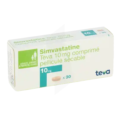 Simvastatine Teva 10 Mg, Comprimé Pelliculé Sécable à Nice