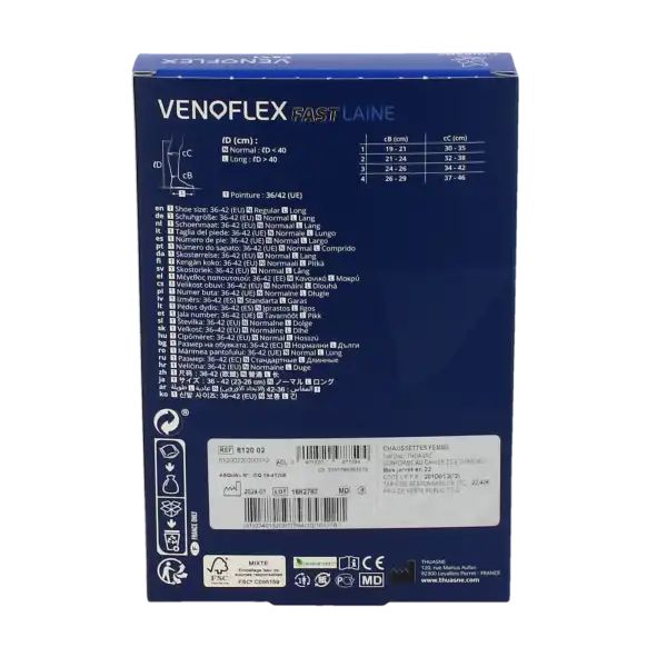 Venoflex Fast 2 Chaussette Laine Femme Torsades Noir Taille 2n