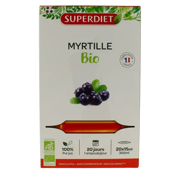 Superdiet Myrtille Bio Solution Buvable 20 Ampoules/10ml