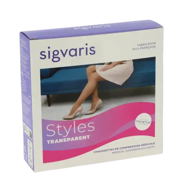 Sigvaris Styles Transparent Chaussettes  Femme Classe 2 Beige 120 Small Long