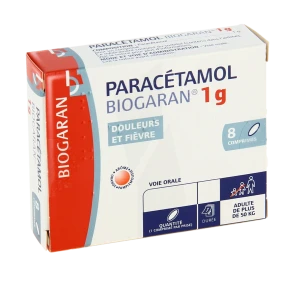 Paracetamol Biogaran 1 G, Comprimé Plq/8