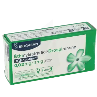 ETHINYLESTRADIOL/DROSPIRENONE BGRCONTINU 0,02 mg/3 mg, comprimé pelliculé