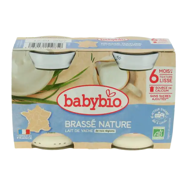 Babybio Alimentation Infantile Brassé Lait De Vache Nature 2pots/130g