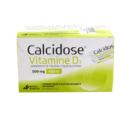 Calcidose Vitamine D3 500 Mg/400 Ui, Poudre Pour Solution Buvable En Sachet