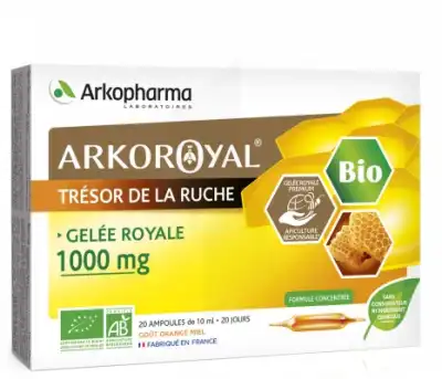 Arkoroyal Gelée Royale Bio 1000 Mg Solution Buvable 20 Ampoules/10ml à CHAMPAGNOLE