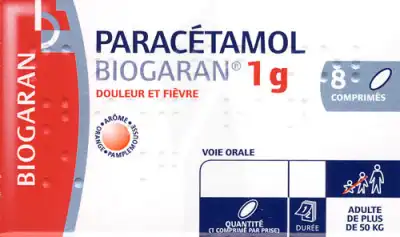 Paracetamol Biogaran 1 G, Comprimé Fl/8 à LA-RIVIERE-DE-CORPS