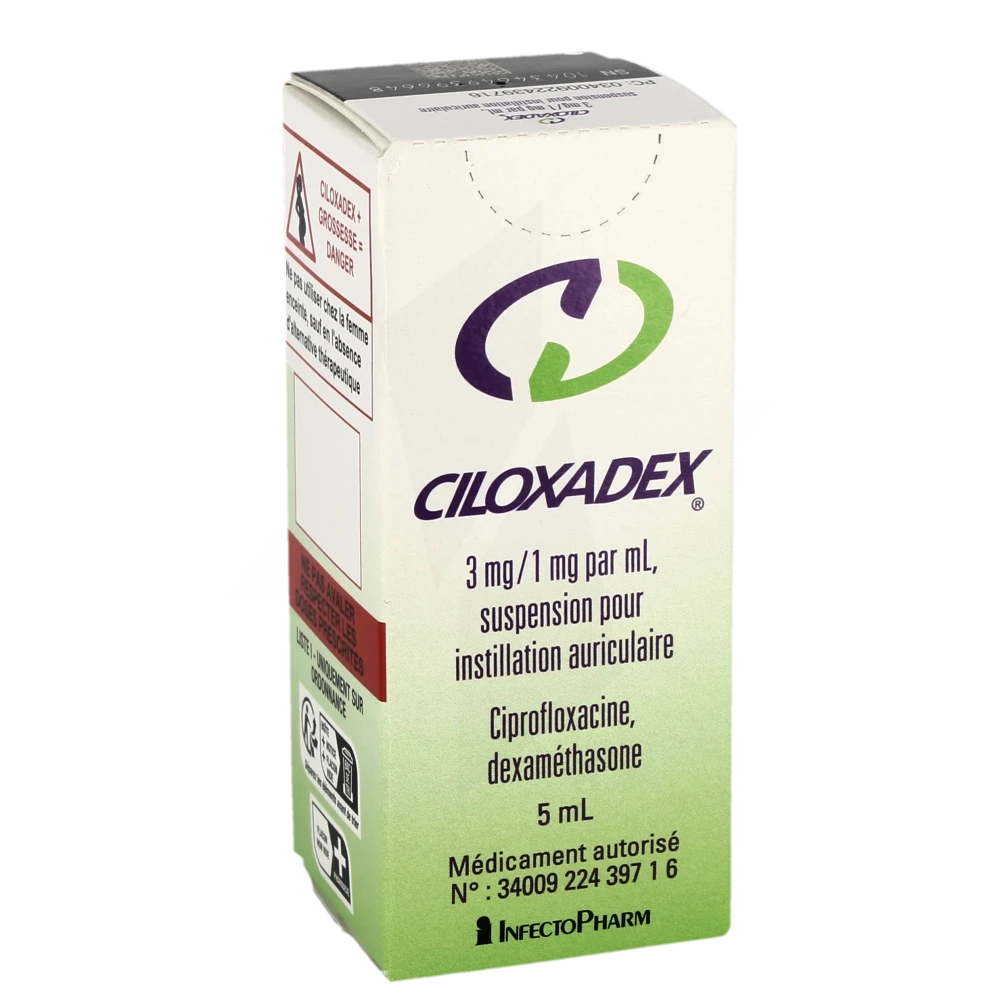 Ciloxadex 3 Mg/1 Mg Par Ml, Suspension Pour Instillation Auriculaire