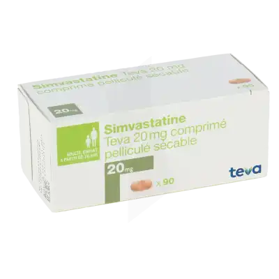 SIMVASTATINE TEVA 20 mg, comprimé pelliculé sécable