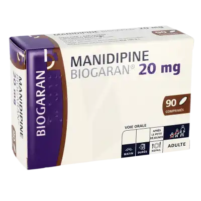 Manidipine Biogaran 20 Mg, Comprimé à Bassens