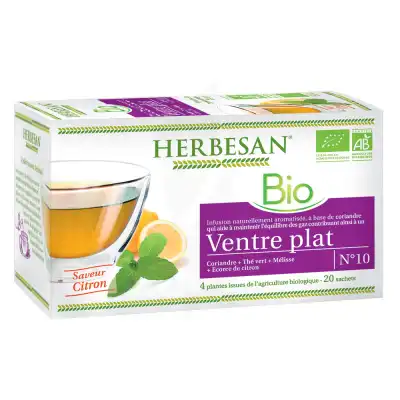Herbesan Infusion Bio Tisane Ventre Plat 20 Sachets à Drocourt