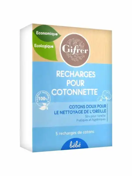 Gifrer Cotonnette Coton Doux Nettoyage Oreille Bébé Recharge/150