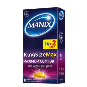 Manix King Size Max Préservatifs Lubrifiés Avec Réservoir B/14+2
